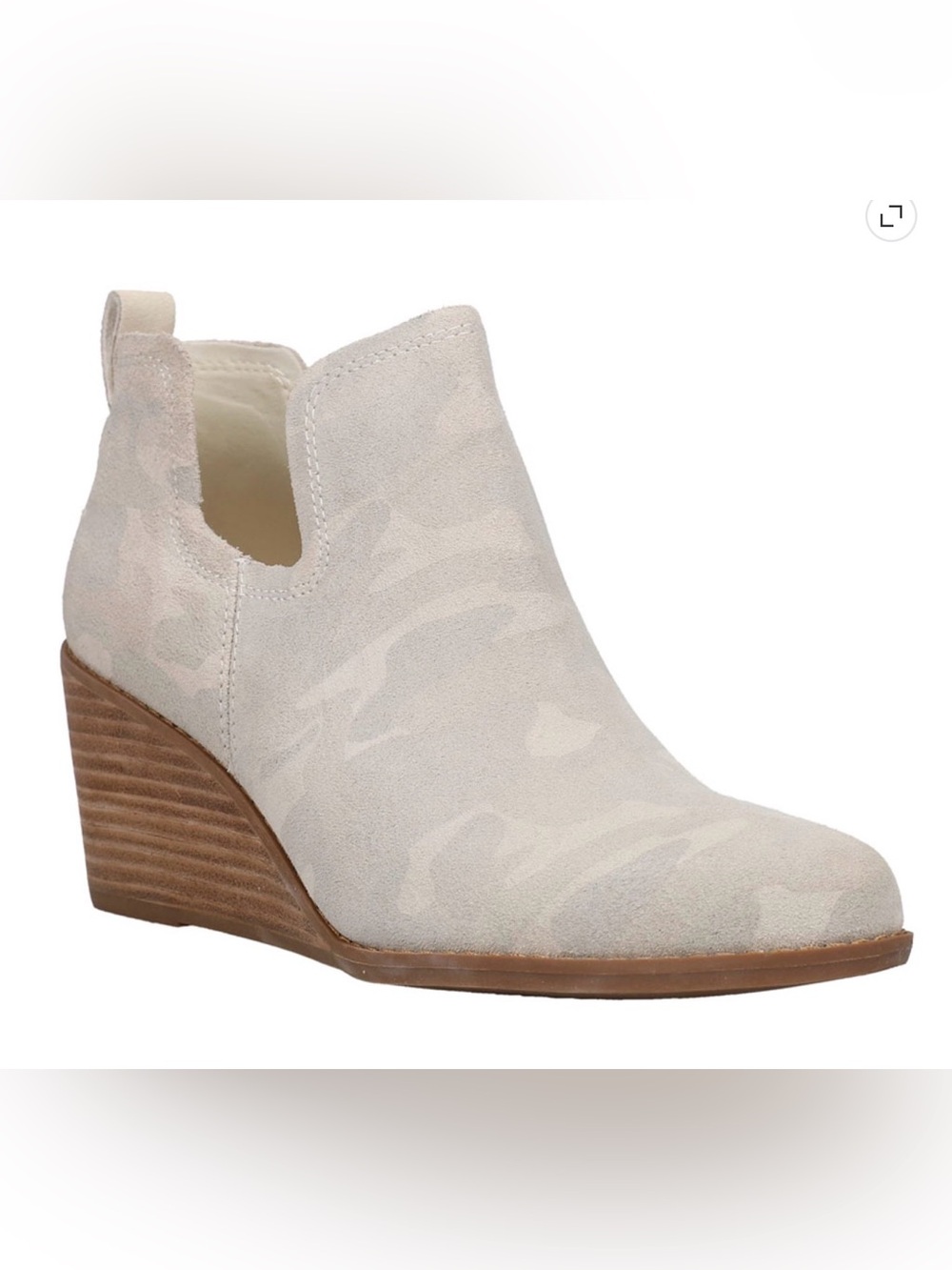 Toms Cream Suede Wedge Ankle Booties size 8